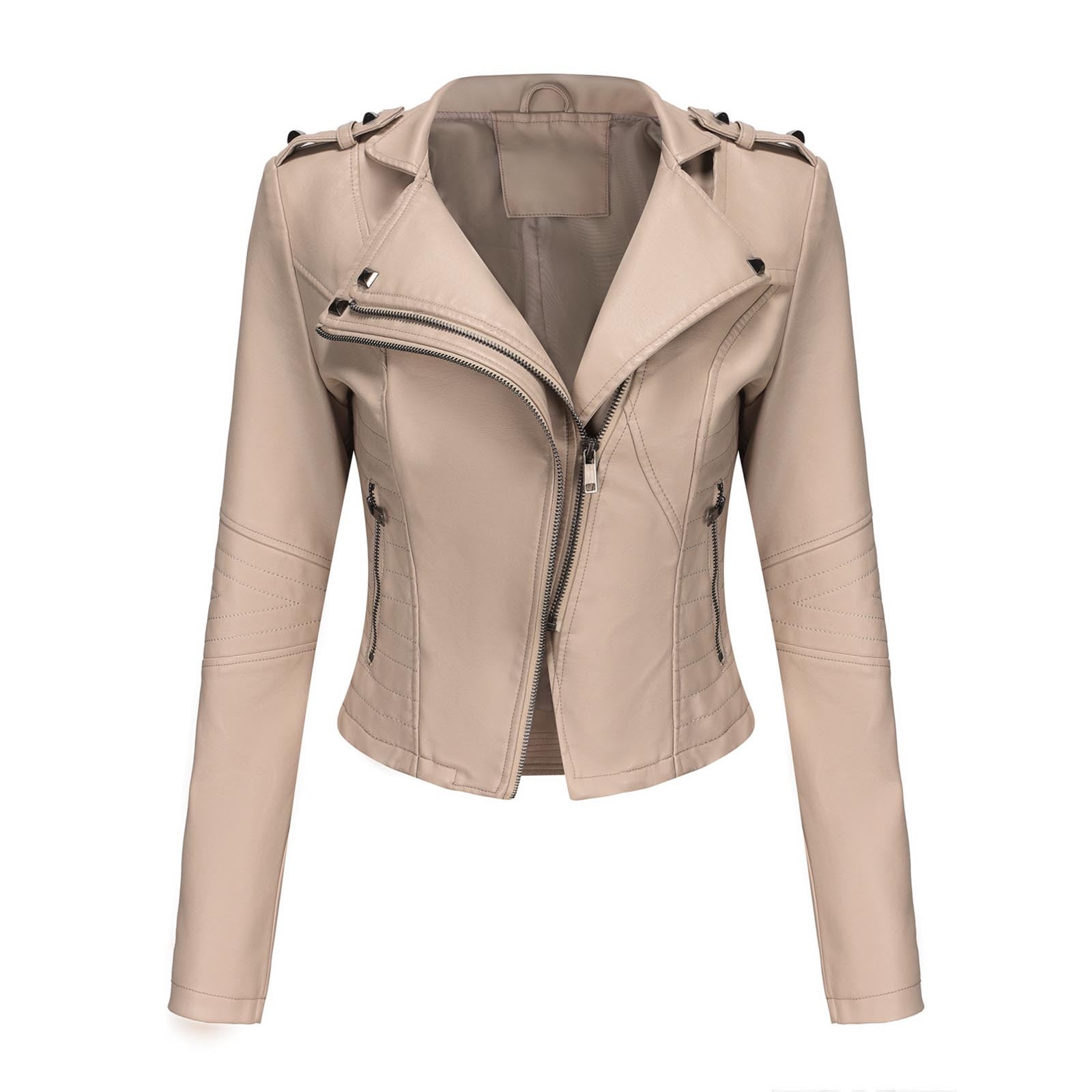Womens Cropped Faux Leather Jacket