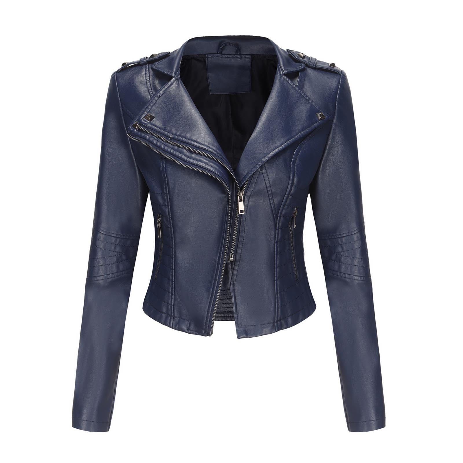 DailyTrove Women's Cropped Faux Leather Jacket, Long Sleeve, Casual Street & Night Out Wear, Durable Polyester Blend, Plus Size Friendly