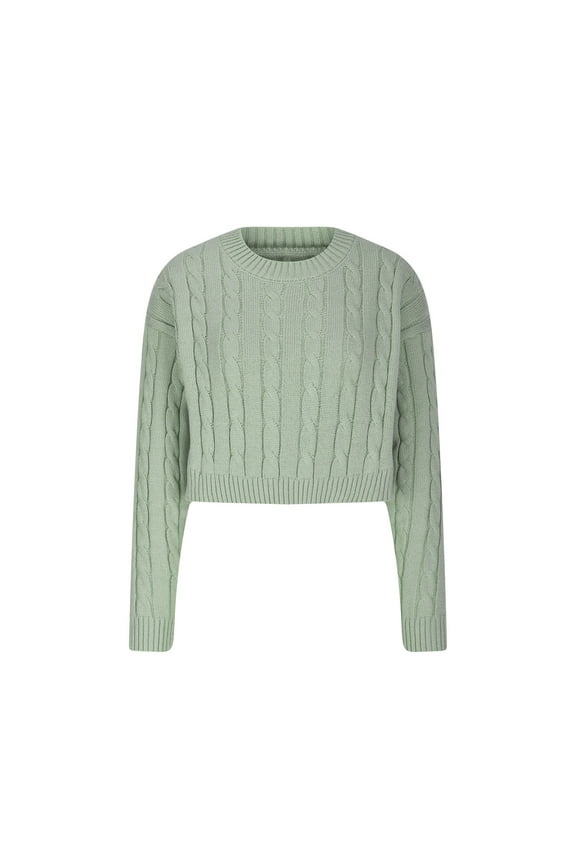 Women's Cropped Knit Sweater, Long Sleeve, Casual Beach & Festival Wear, Lightweight , Fit, Plus Size Friendly