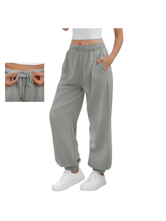 Women's Cuffed Jogger Pants with Pocket - Cozy Lounge & Quick Errands