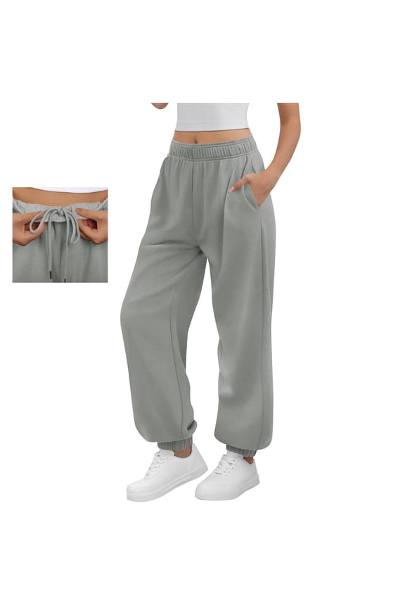 Women's Cuffed Jogger Pants with Pocket - Cozy Lounge & Quick Errands