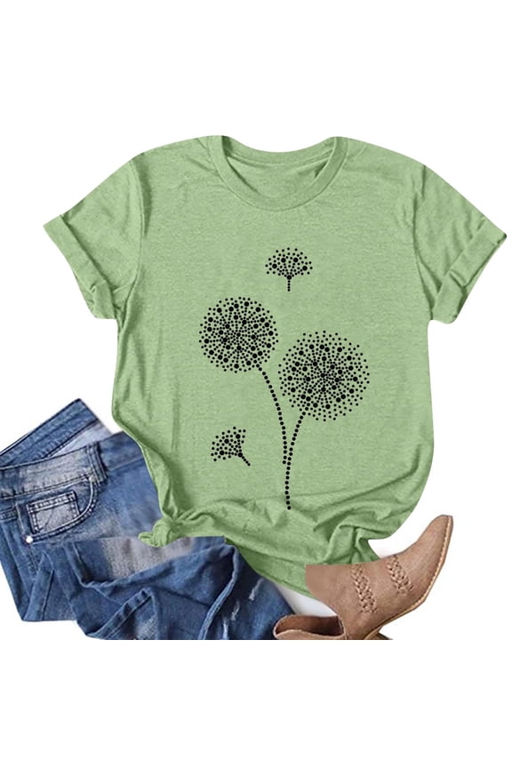 Women's Graphic Tie-Dye Short Sleeve T-Shirt - Casual Loose Tee, Dreamy for Spring & Gatherings