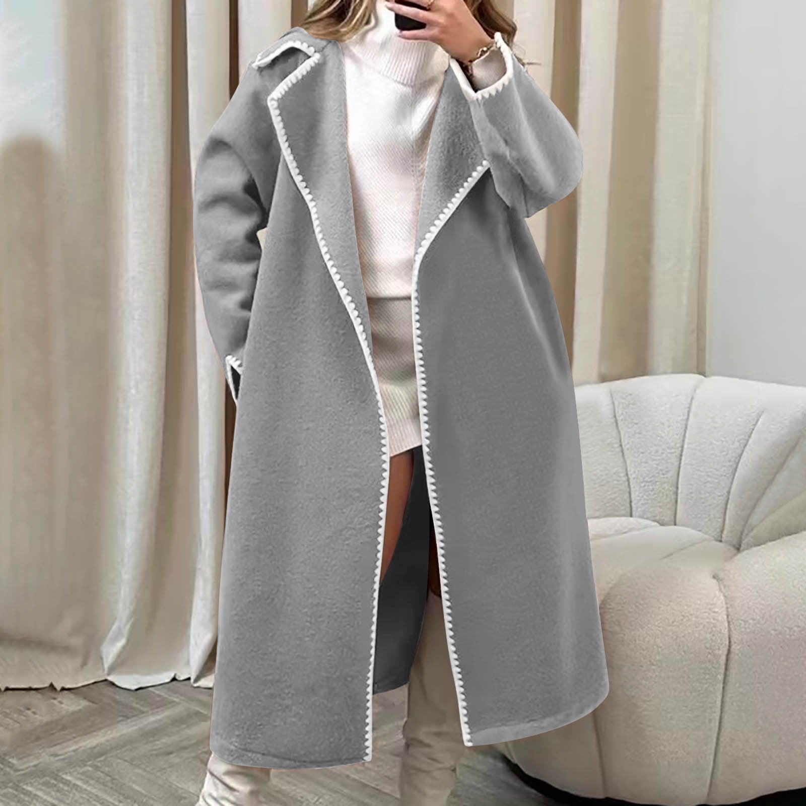 Women's coats PU leather elegant faux fur collar warm chic