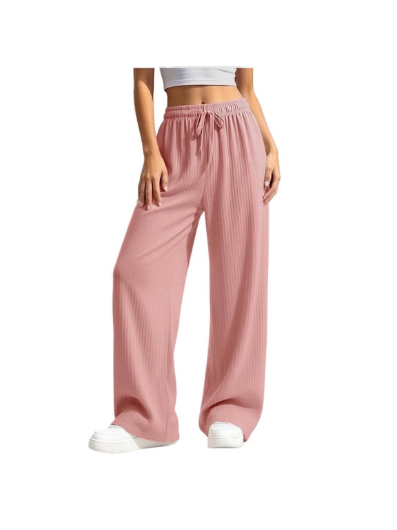 Women's Drawstring High Waist Wide Leg Relaxed Casual Lounge Pants