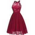 thumbnail image 1 of DailyTrove Women's Embroidered Illusion Neckline Midi Dress - Polyester Formal Evening & Party Wear, Elegant for Celebrations, 1 of 5