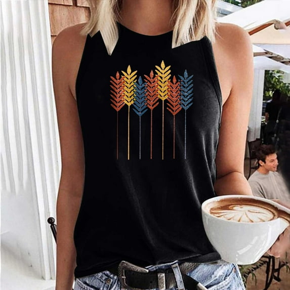 DailyTrove Women's Feather Arrow Graphic Tank Top - Polyester Casual Summer & Festival Wear, Boho for Outings