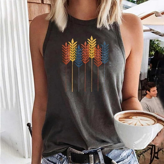 DailyTrove Women's Feather Arrow Graphic Tank Top - Polyester Casual Summer & Festival Wear, Boho for Outings
