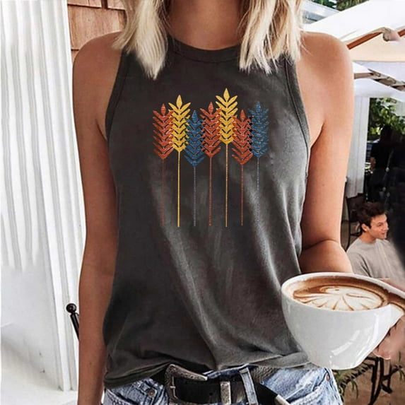DailyTrove Women's Feather Arrow Graphic Tank Top - Polyester Casual Summer & Festival Wear, Boho for Outings