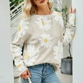 thumbnail image 1 of DailyTrove Women's Floral Print Knit Sweater, Long Sleeve, Casual Garden & Brunch Wear, Soft Cotton Blend, Ruffled Hem, Plus Size Friendly, 1 of 5