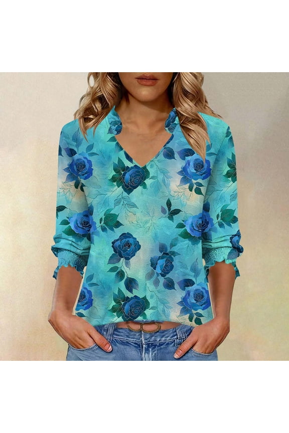 Women's Floral Print Loose Tunic Top - Flowy Breathable Beach Cover Up & Vacation Wear