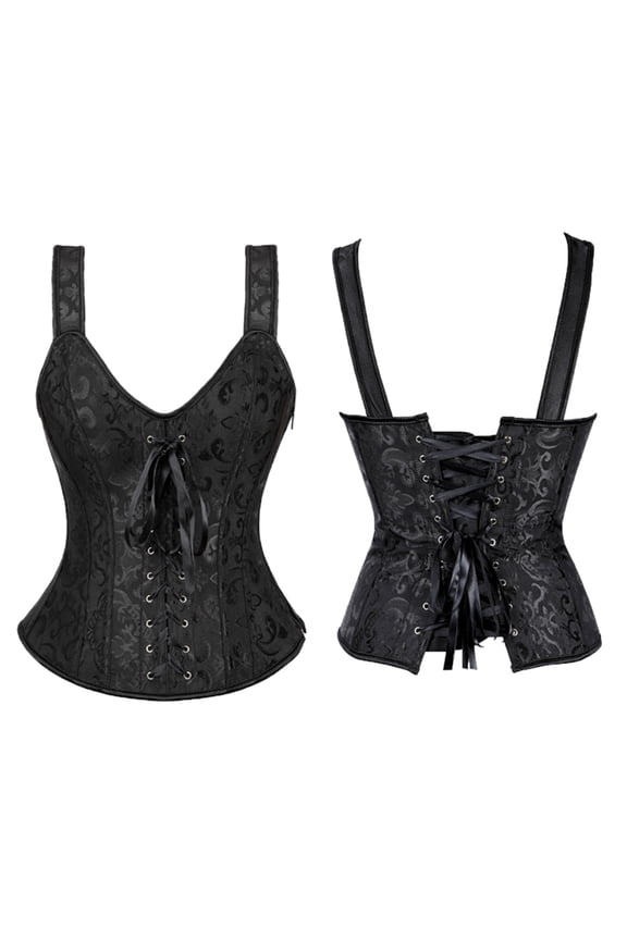 Women's Floral Print Satin Overbust Corset - Polyester Slimming Bustier, Adjustable for Daily Shapewear for women