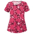 thumbnail image 1 of DailyTrove Women's Floral Print Scrub Top - V-Neck Medical Uniform, Cute for Healthcare Work, 1 of 5