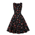 thumbnail image 1 of DailyTrove Women's Floral Print Swing Dress-Sleeveless-Fit & Flare-Cotton Blend-for Garden Party/Summer Outing-Romantic Floral, 1 of 6