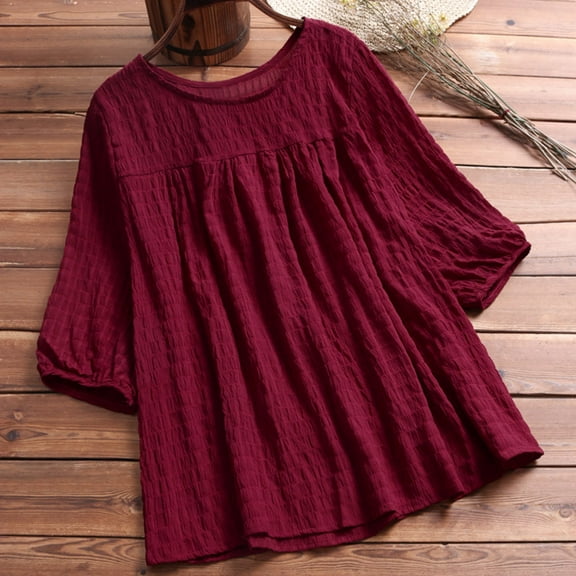 DailyTrove Women's Flowy Long Sleeve Peasant Top - Casual Loose Blouse, Boho for Daily & Layering