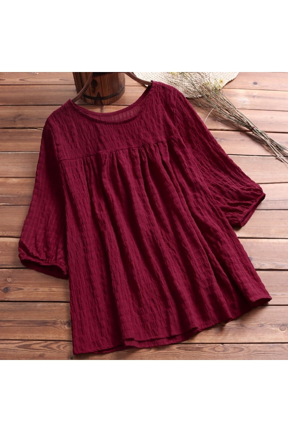 Women's Flowy Long Sleeve Peasant Top - Casual Loose Blouse, Boho for Daily & Layering
