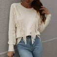 thumbnail image 1 of DailyTrove Women's Fringe - Trimmed Top, Long Sleeve, Casual Festival & Night Out Wear, Soft Polyester Blend, Plus Size Friendly, 1 of 5