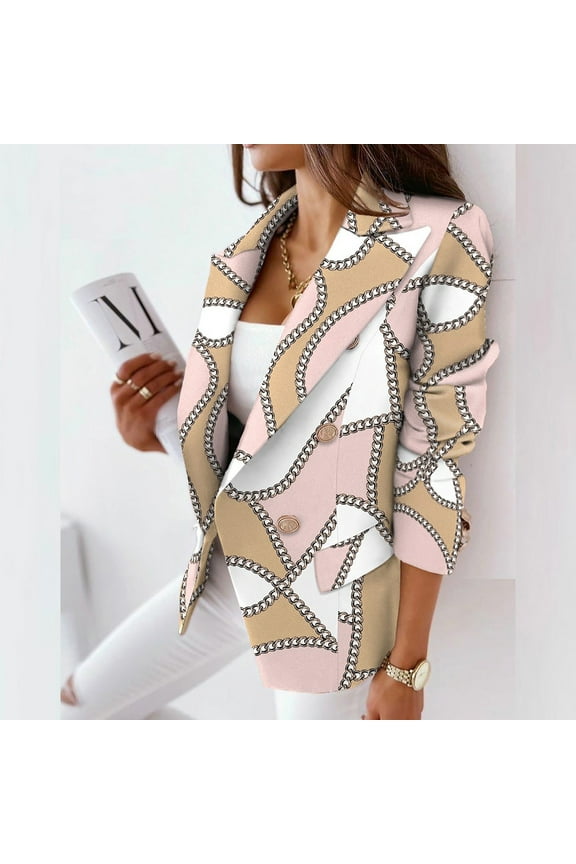 Women's Geometric Color-Block Blazer (Multi-Color Options), Elegant Outerwear for Office Commute & Formal Events for women