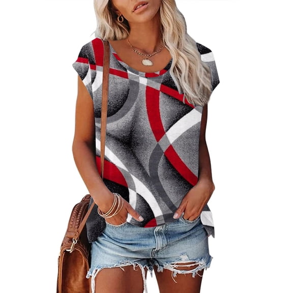 DailyTrove Women's Geometric Color Block Sleeveless Tank - V-Neck Casual Top, Edgy for Streetwear & Summer