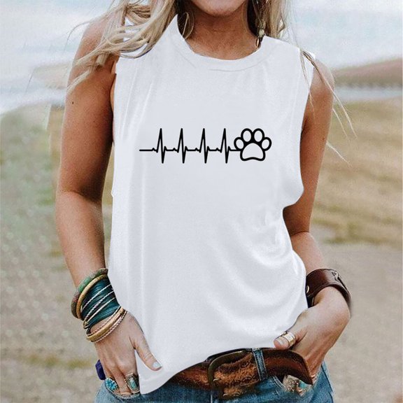 DailyTrove Women's Graphic Print Sleeveless Tank Top - Cotton-Blend Casual Daily & Lounge Wear, Stylish for Relax