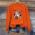 thumbnail image 1 of DailyTrove Women's Halloween Long - Sleeve Shirt, Skeleton Pumpkin Print, Classic , Breathable Fabric, Halloween Events & Casual Outings, 1 of 6