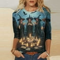 thumbnail image 1 of DailyTrove Women's Halloween Long - Sleeve Shirt, Witch & Candle Print, Classic Fit, Comfortable Fabric, Halloween Celebrations & Casual Days, 1 of 6