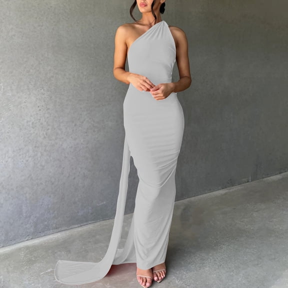 DailyTrove Women's Halter Neck Chiffon Maxi Dress - Polyester Casual Daily & Party Wear, Versatile for Outings for women