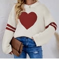 thumbnail image 1 of DailyTrove Women's Heart Print Knit Sweater, Long Sleeve, Casual Weekend & Festival Wear, Warm Cotton Blend, Plus Size Friendly, 1 of 6