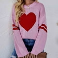 thumbnail image 1 of DailyTrove Women's Heart Print Knit Sweater, Long Sleeve, Casual Weekend & Festival Wear, Warm Cotton Blend, Plus Size Friendly, 1 of 6