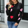 thumbnail image 1 of DailyTrove Women's Heart Print Sweater, Long Sleeve, Casual Date & Festival Wear, Warm Wool Blend, Plus Size Friendly, 1 of 4