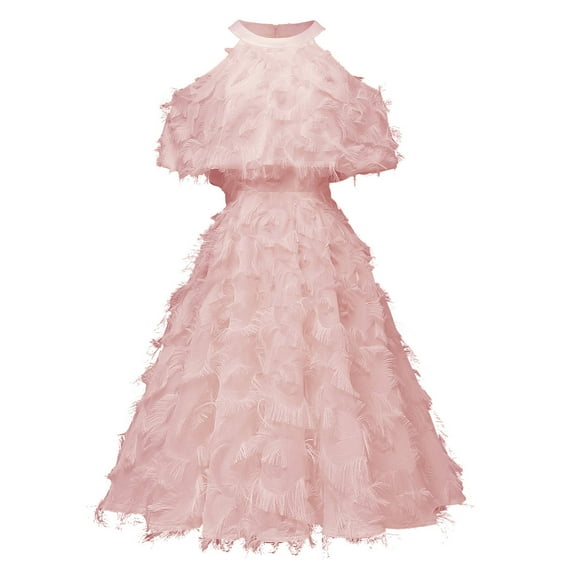 DailyTrove Women's High-Neck Cape Dress-Short Sleeve-For Wedding Guest-Red & Pink Lace