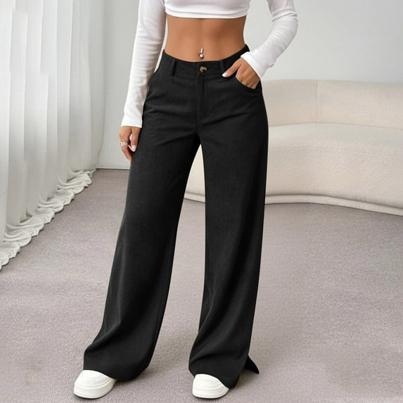 DailyTrove Women's High-Waist Straight-Leg Lounge Pants - Slimming Effect Stylish Home & Casual Wear