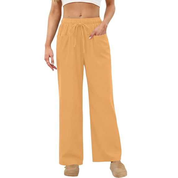 DailyTrove Women's High-Waist Wide-Leg Lounge Pants - Solid Color Basic Style Comfortable Home Wear
