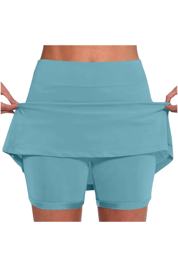 Women's High Waisted Double Layer Biker Shorts - Tummy Control Workout Shorts for Gym & Fitness