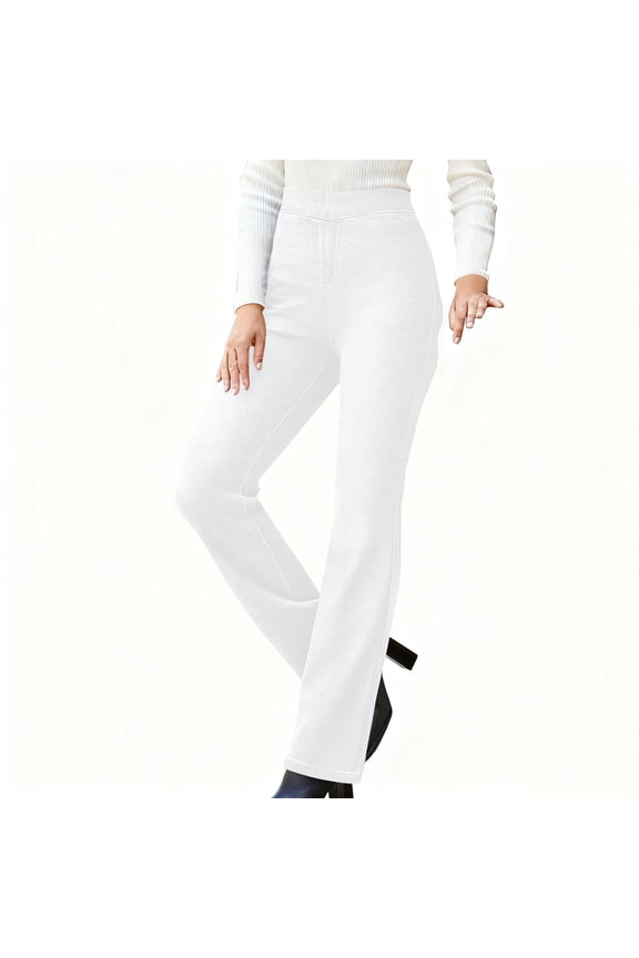 Women's High Waisted Flare Pants - Stretch Wide Leg Trousers for Casual & Evening Wear