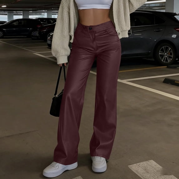 DailyTrove Women's High Waisted Flare Pants - Stretch Wide Leg Trousers for Casual & Evening Wear