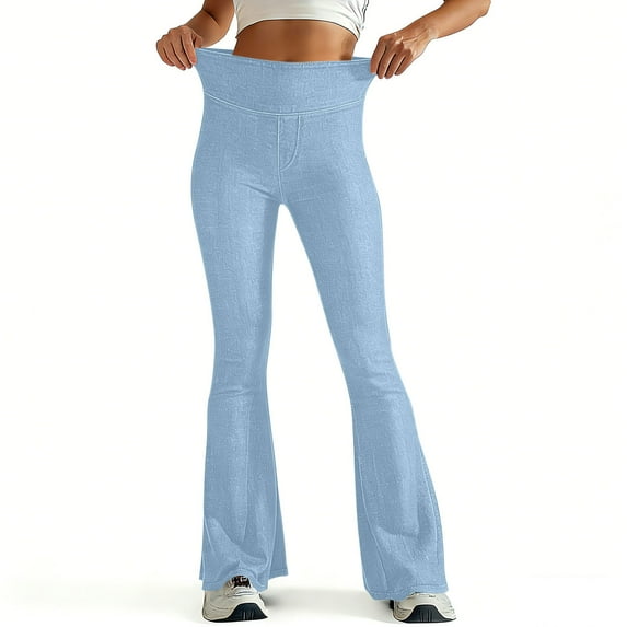 DailyTrove Women's High Waisted Flare Pants - Stretch Wide Leg Trousers for Casual & Party Wear