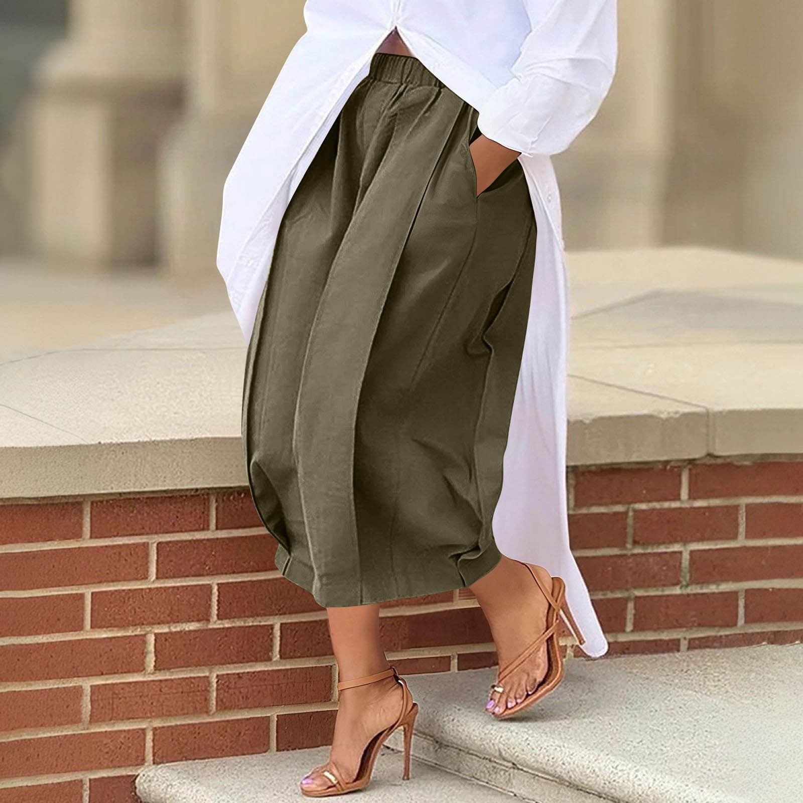 DailyTrove Women's High Waisted Satin Wide Leg Pants - Silky Loose Fit ...