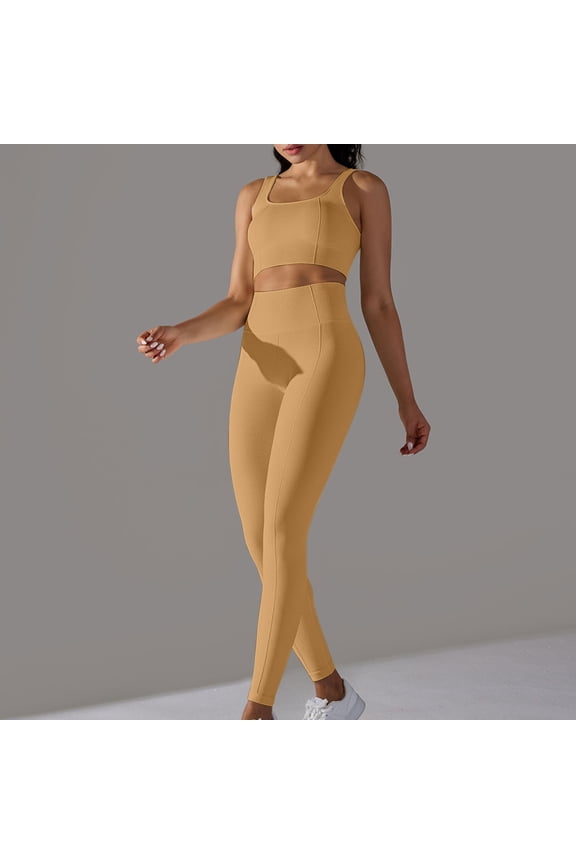Women's High-Waisted Shapewear Set - Slimming Design, Solid Color, Daily Wear & Body Shaping,Yellow
