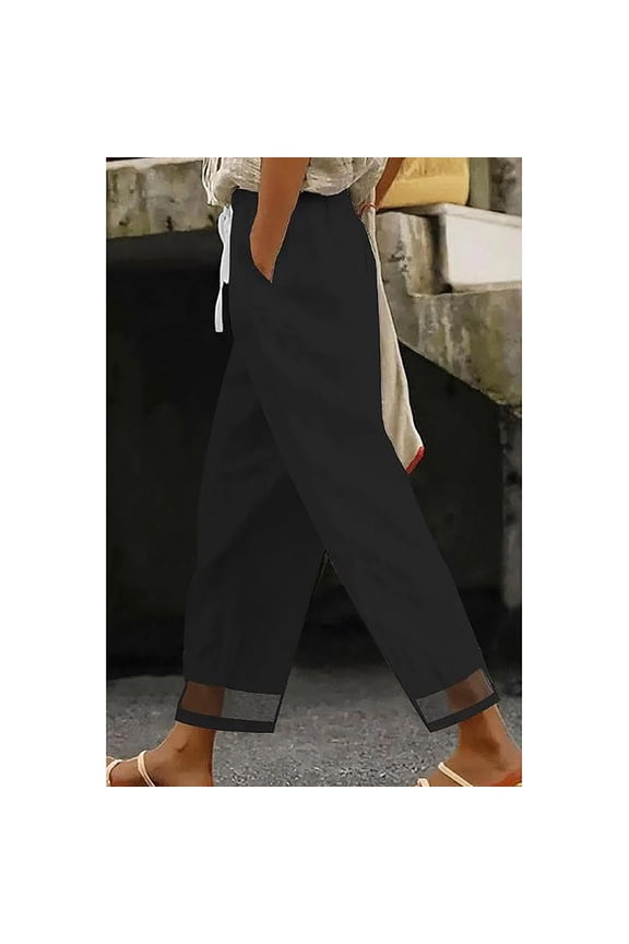Women's High Waisted Wide Leg Pants - Loose Fit Casual Trousers with Pockets for Fall & Weekend Outings