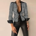 thumbnail image 1 of DailyTrove Women's Houndstooth Plaid Cropped Blazer, Chic Outerwear for Office Commute & Night Outings for women, 1 of 5
