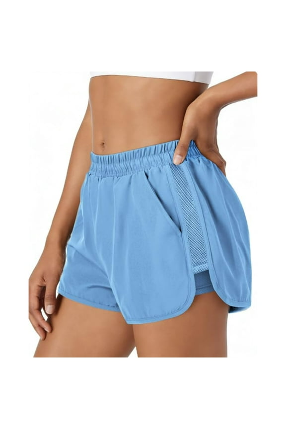 Women's Layered Running Shorts, Quick-Dry & Breathable