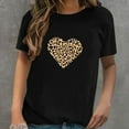 thumbnail image 1 of DailyTrove Women's Leopard Print Heart T-Shirt - Short Sleeve Casual Tee, Edgy for Nights & Streetwear, 1 of 4
