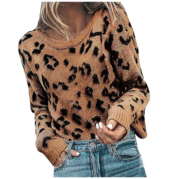 DailyTrove Women's Leopard Print Top, Long Sleeve, Casual Night Out & Party Wear, Soft Polyester Blend, Plus Size Friendly