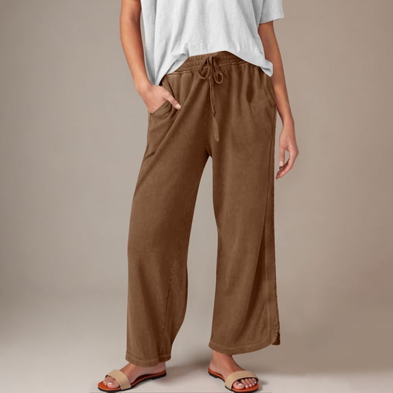 DailyTrove Women's Lightweight Wide-Leg Pants - Relaxed Vacation & Casual Styling