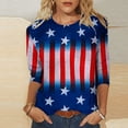 thumbnail image 1 of DailyTrove Women's Long Sleeve American Flag Ombre T-Shirt - Casual Loose Top, Chic for Cooler Days & Patriotic Events, 1 of 4