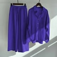 thumbnail image 1 of DailyTrove Women's Long Sleeve Button-Front Shirt & Midi Skirt Set - Solid Color, Classic Style, Casual Daily & Work Wear,Dark Blue, 1 of 6