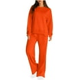 thumbnail image 1 of DailyTrove Women's Long Sleeve Crew Neck Tracksuit - Solid Color, Casual Style, Spring & Street Wear,Orange, 1 of 6