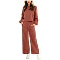 thumbnail image 1 of DailyTrove Women's Long Sleeve Crew Neck Tracksuit - Solid Color, Loose Fit, Fall & Casual Daily Wear,Pink, 1 of 5