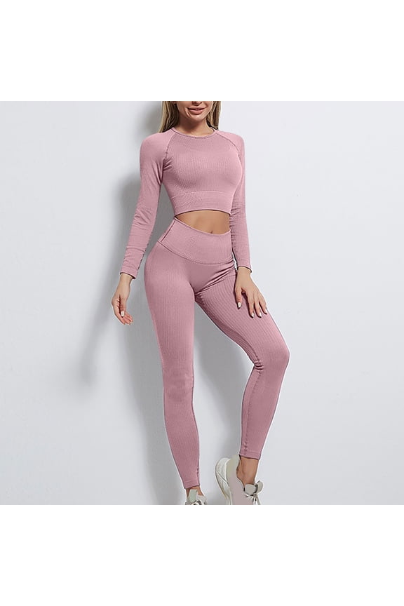 Women's Long Sleeve Cut-Out Crop Top & Legging Set - Solid Color, Slim Fit, Gym & Casual Street Wear,Red