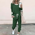 thumbnail image 1 of DailyTrove Women's Long Sleeve Drawstring Tracksuit - Solid Color, Casual Style, Fall & Outdoor Leisure Wear,Army Green, 1 of 5